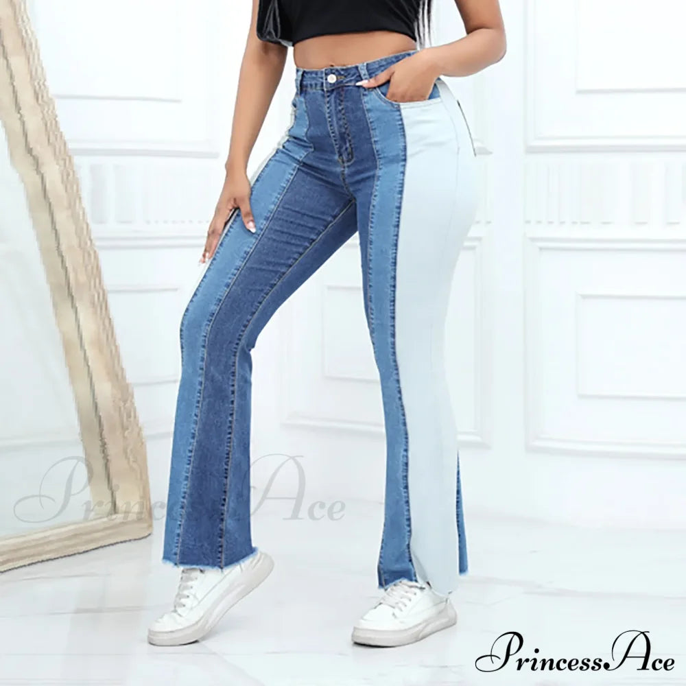 Flare High Waisted Wide Leg Color Bell Bottom Jeans