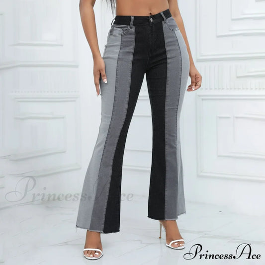 Flare High Waisted Wide Leg Color Bell Bottom Jeans Black / S