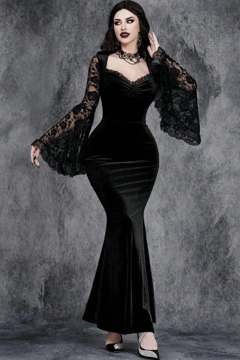Flare Sleeve Lace Gothic Dress