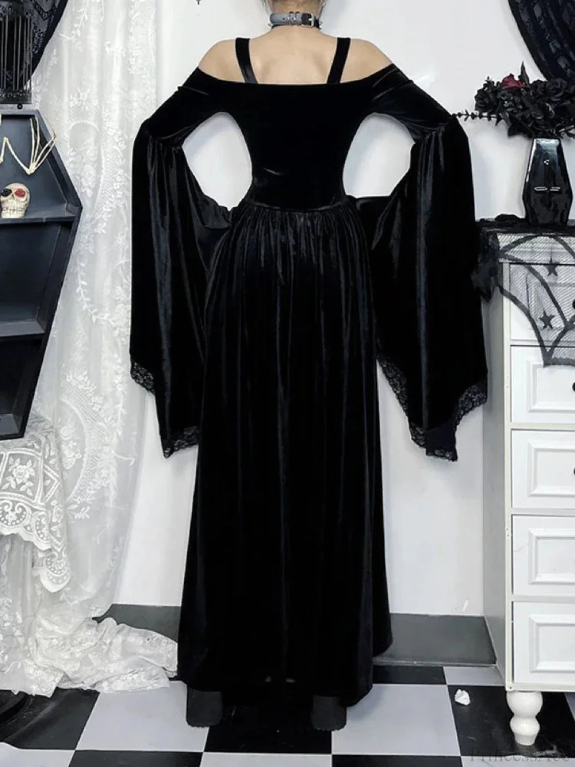 Flare Sleeve Tall Waist Bandage Maxi Dress