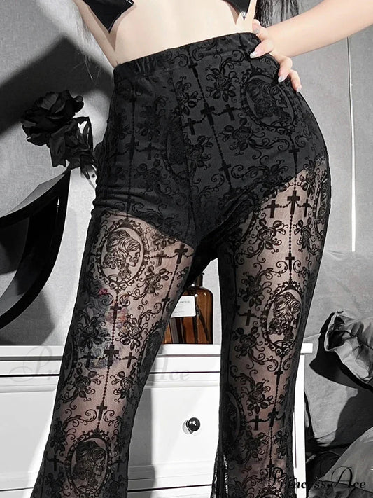 Flared Black Baggy Style Halloween Pants