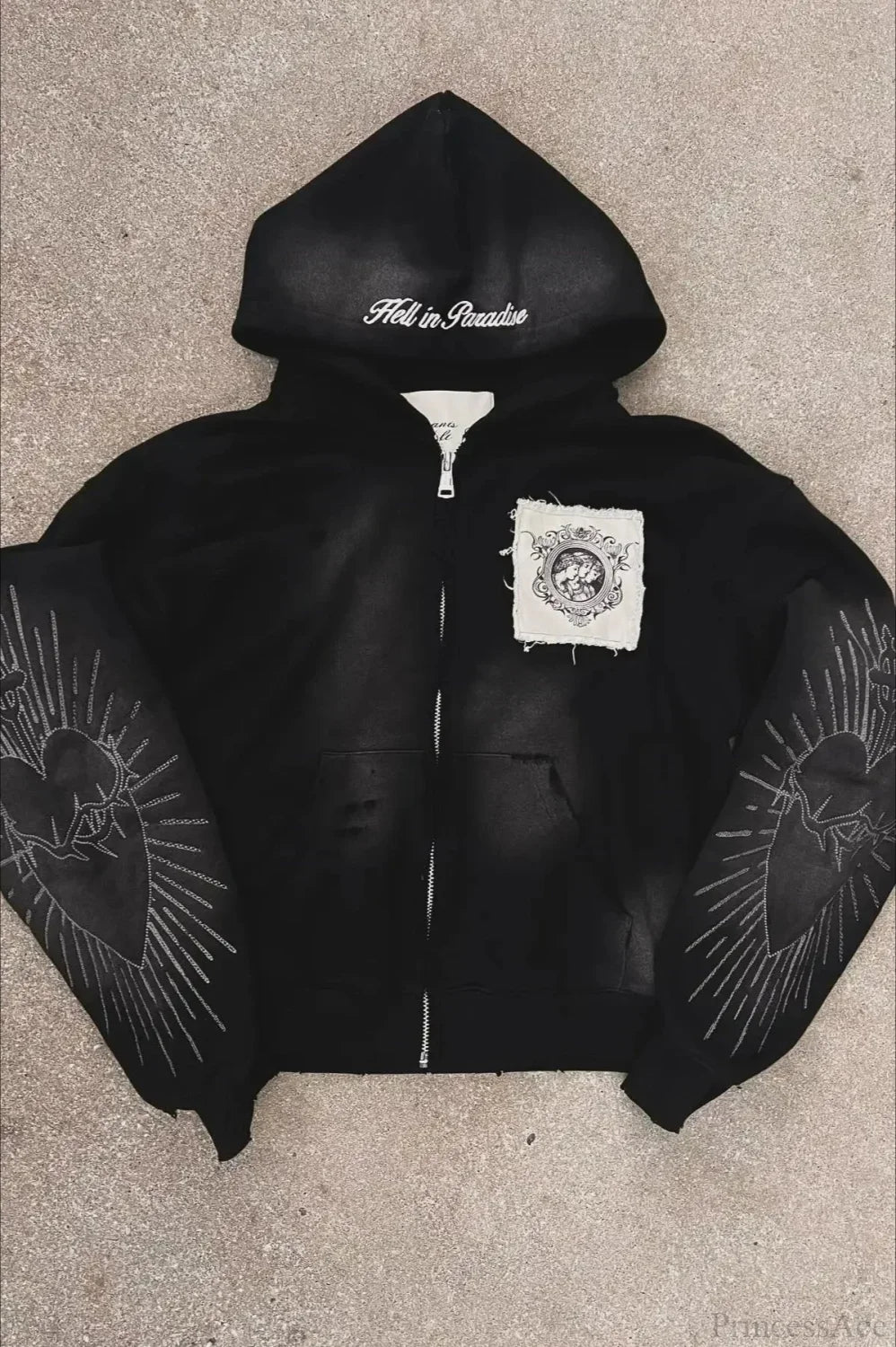 Flash Diamond Oversized Hoodie Black 7 / M