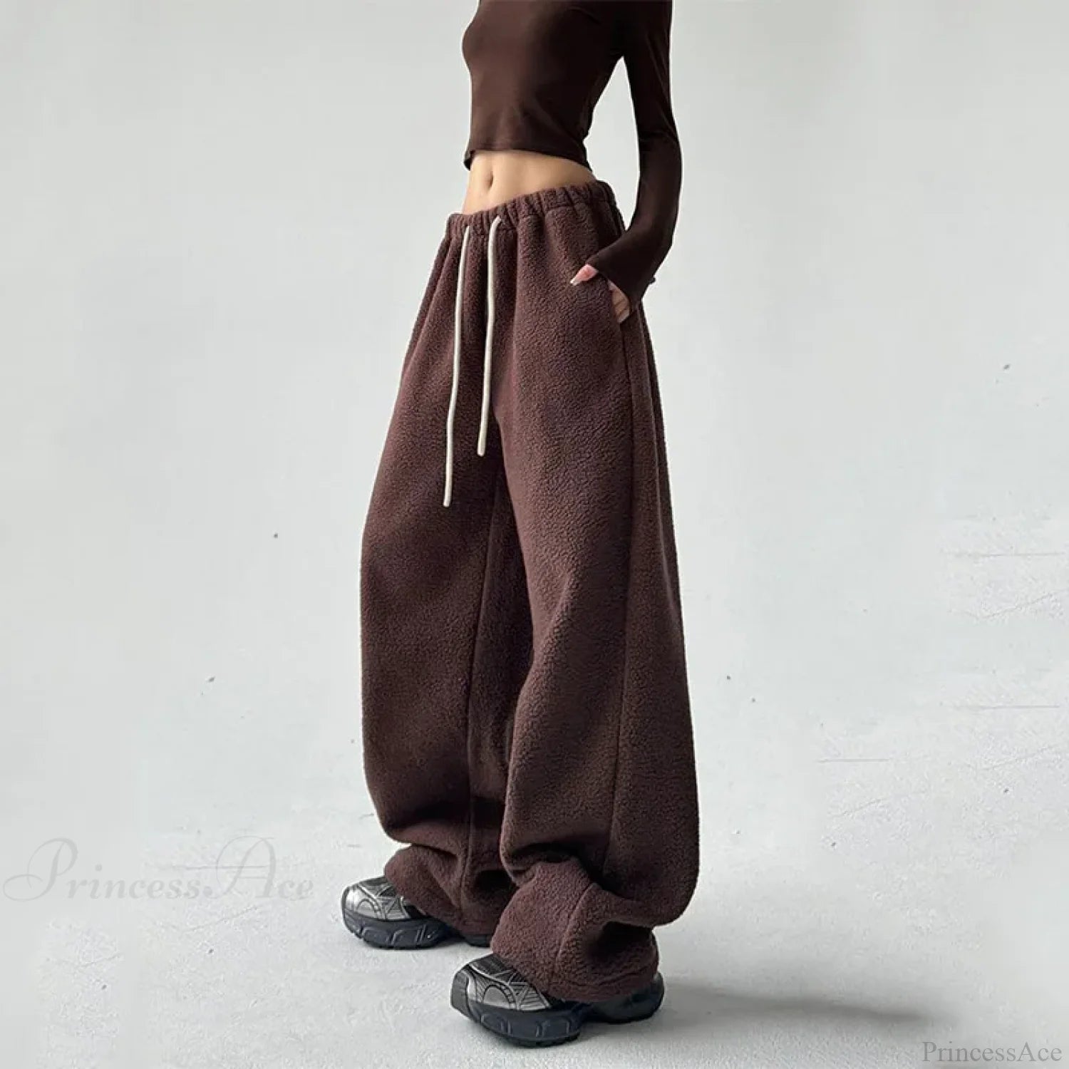 Fleece Thicken Wool Wide Leg Pants