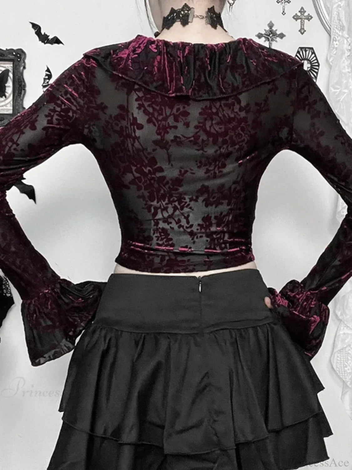 Flocking Ruffled Knit Top