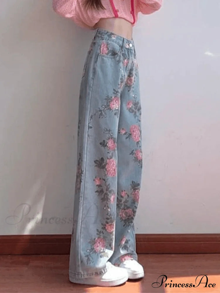 Floral Charming Flare Pants Jeans