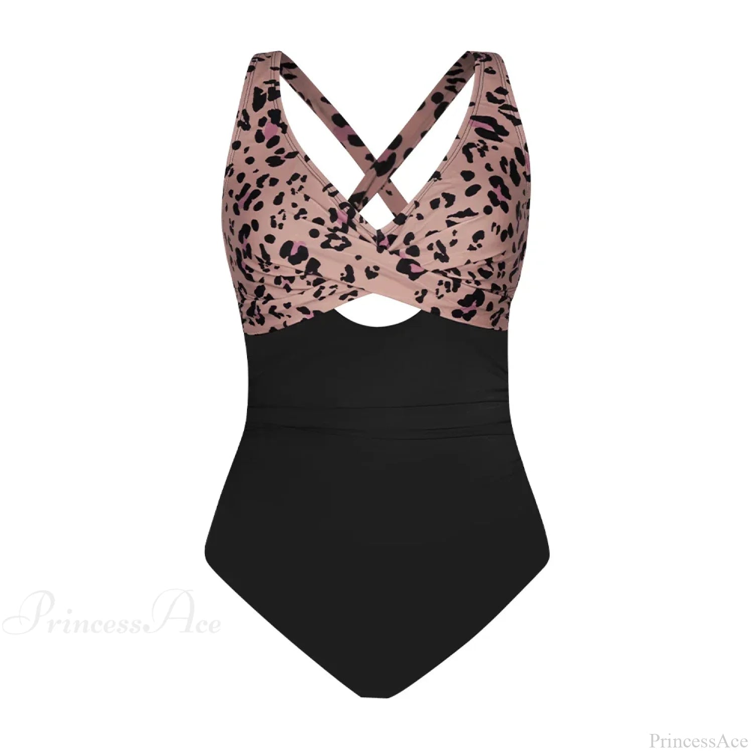 Floral Cut Out Back Tie One Piece Set black / XS