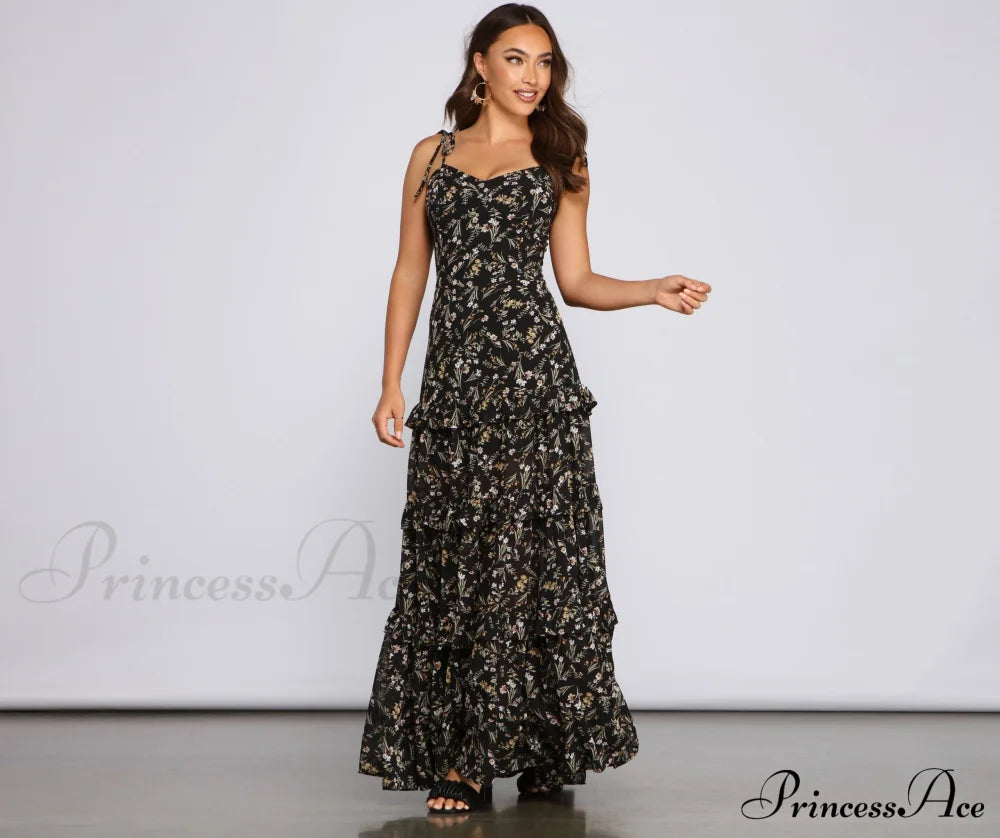 Floral Desire Ruffled Maxi Dress - Lady Occasions