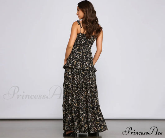 Floral Desire Stylish Ruffled Maxi Dress Dressy Dresses