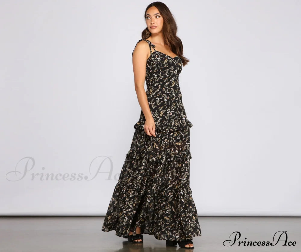 Floral Desire Stylish Ruffled Maxi Dress Dressy Dresses