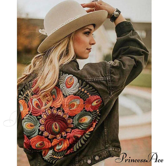 Floral Embroidered Denim Jacket