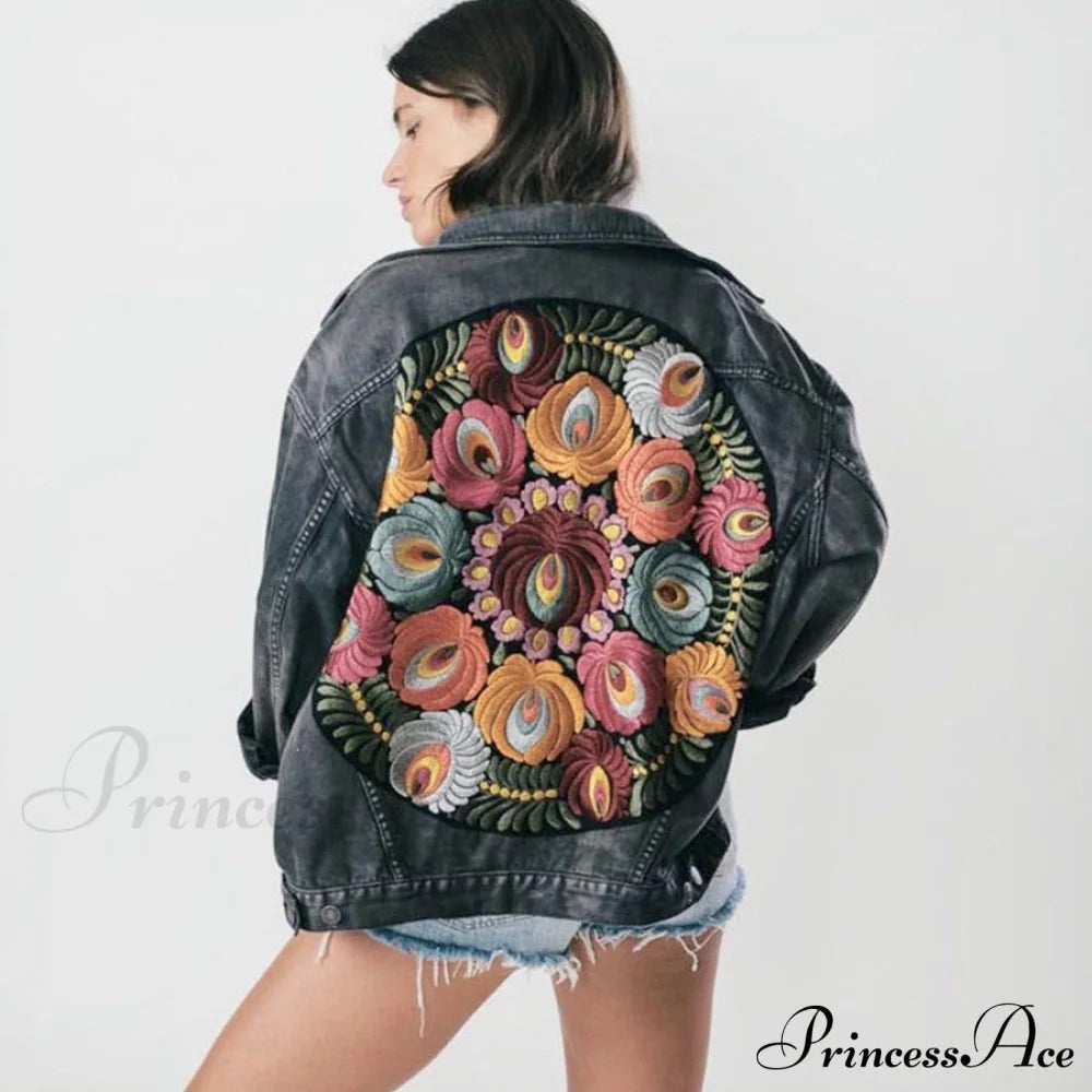 Floral Embroidered Denim Jacket