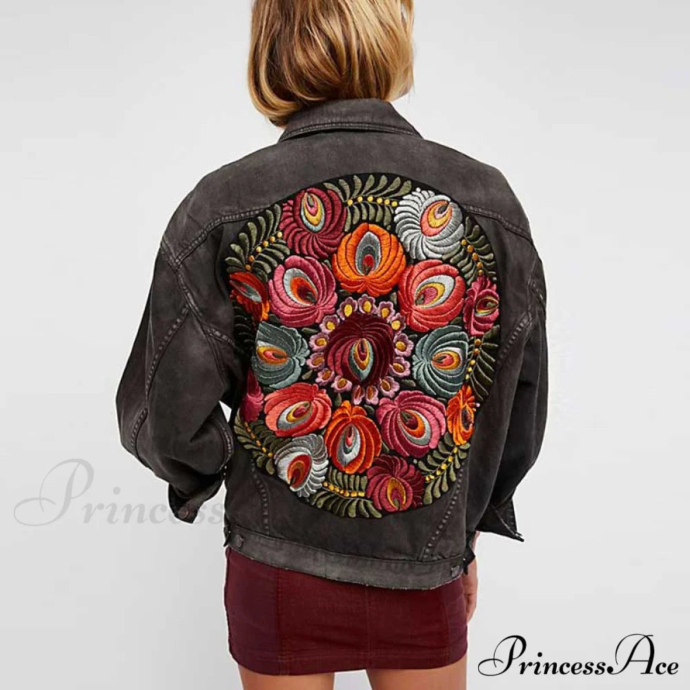 Floral Embroidered Denim Jacket