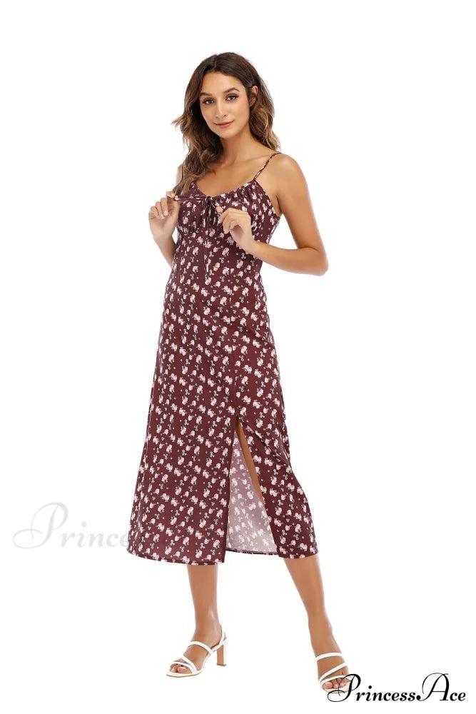 Floral Flair Stylish Woven Midi Dress Casual Dresses