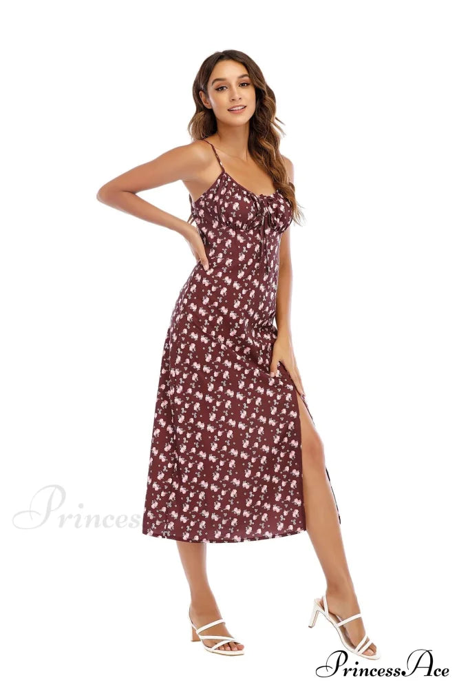 Floral Flair Stylish Woven Midi Dress Casual Dresses