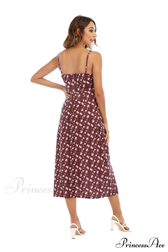 Floral Flair Stylish Woven Midi Dress Casual Dresses