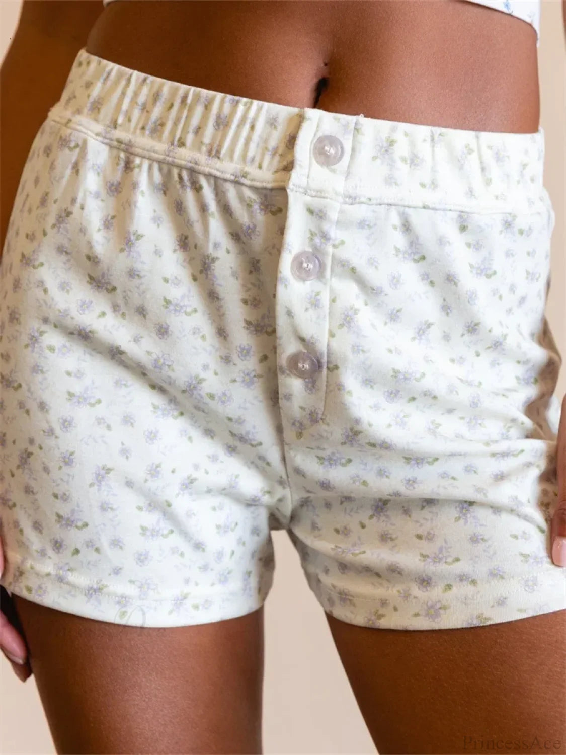 Floral High Elastic Waist Short short-250223