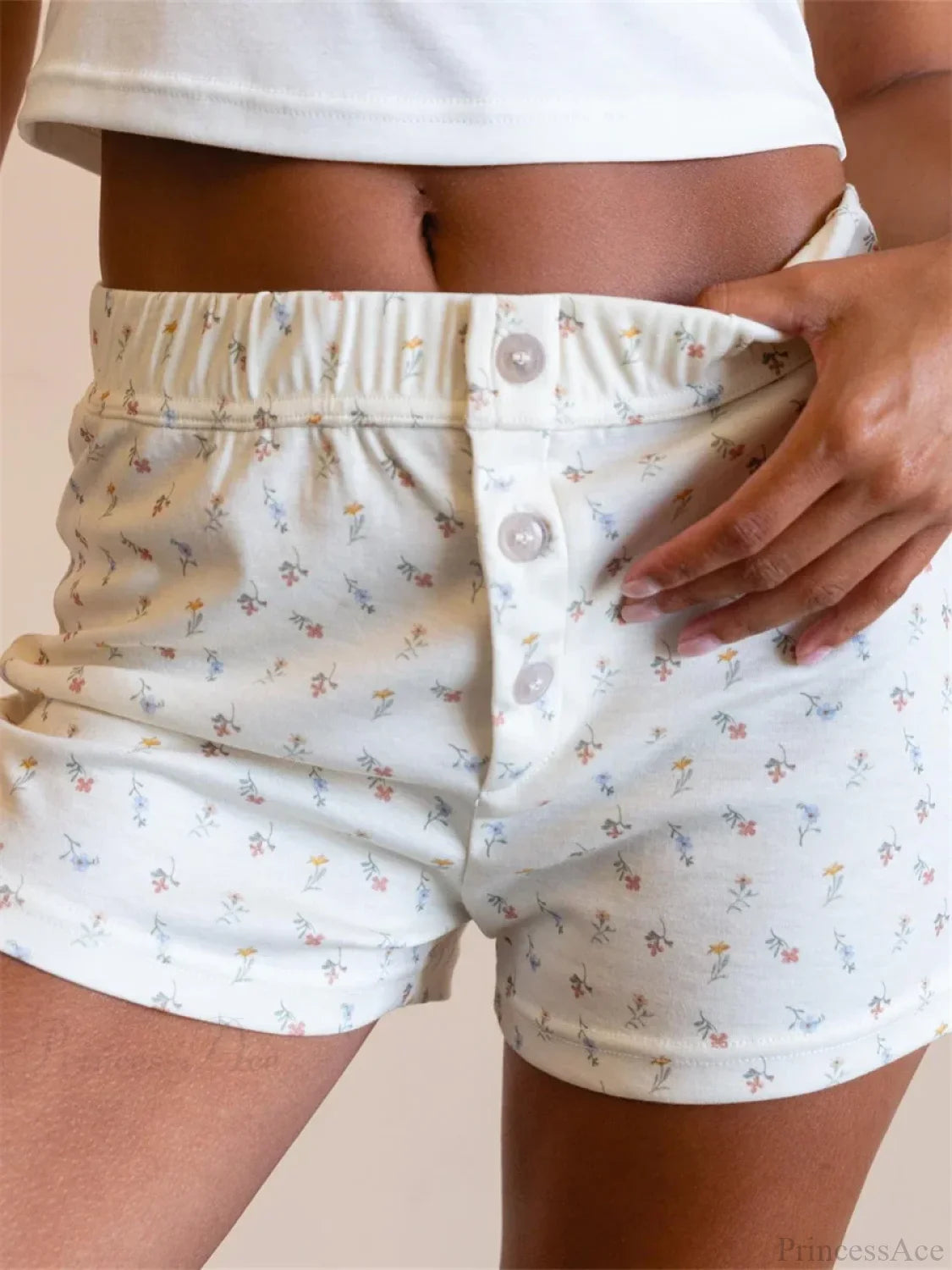 Floral High Elastic Waist Short short-250223