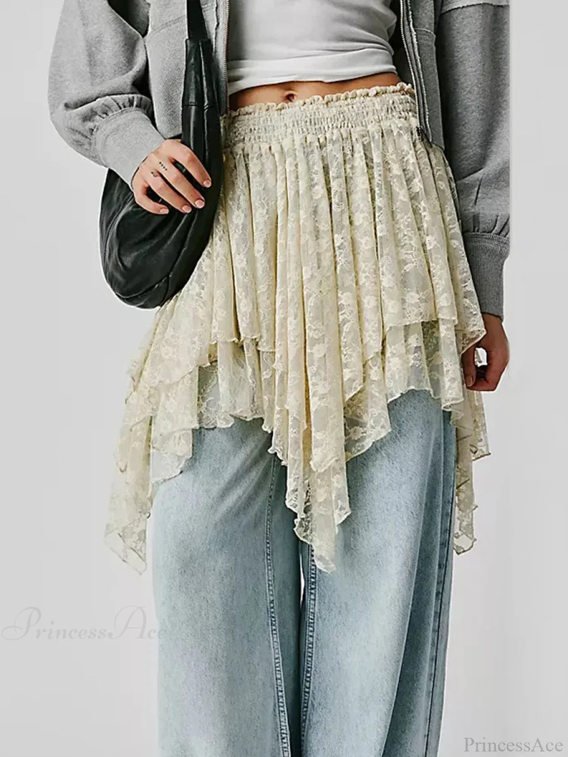 Floral Lace Irregular Hem Skirt skirts-250223