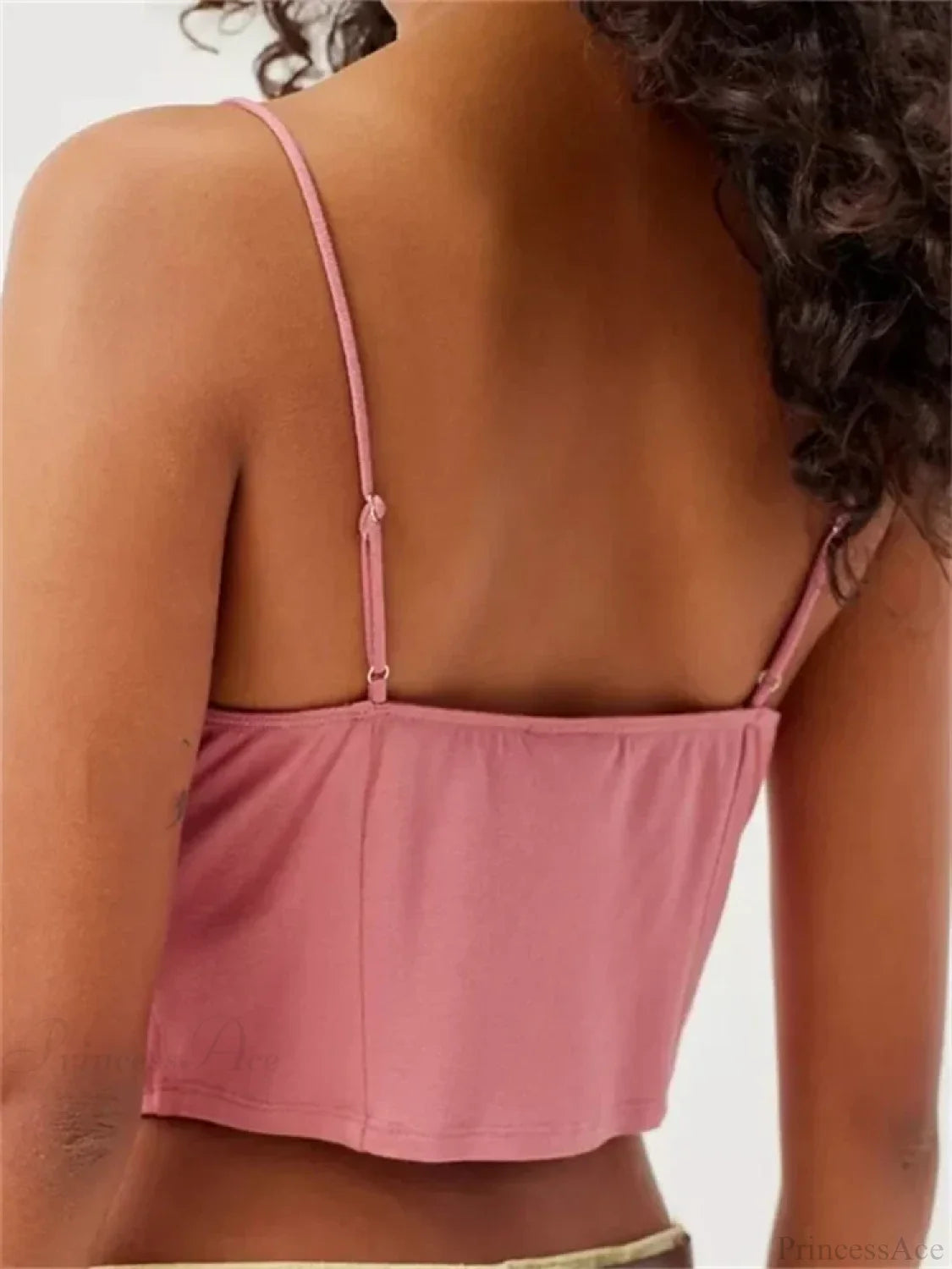 Floral Lace Trim Ruffle Split Strap Crop Top croptop-250126