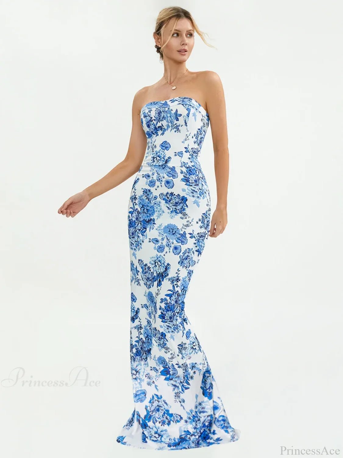 Floral Off-Shoulder Tube Bandeau Slit Bodycon Beach Holiday Floral Dress floraldress-250126