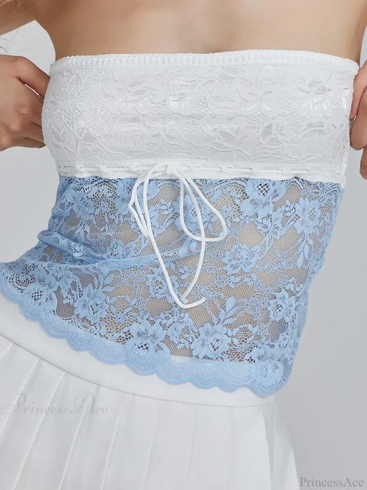 Floral Patchwork Bow Tie Front Off-shoulder Bandeau Top croptop-250126