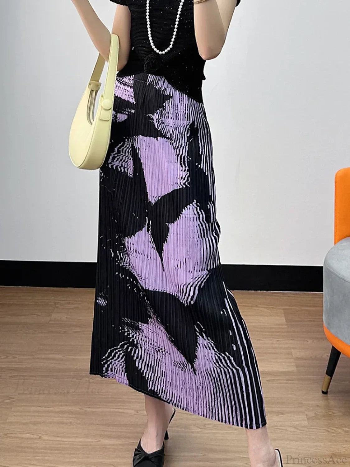 Floral Pleated Slimming High Waist Beach Comfort Skirt skirt-250126