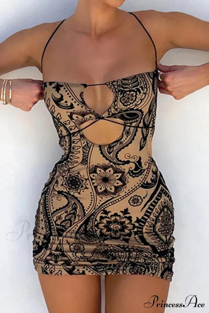 Floral Print Cutout Hip Dress Pack Black / M Mini Dresses