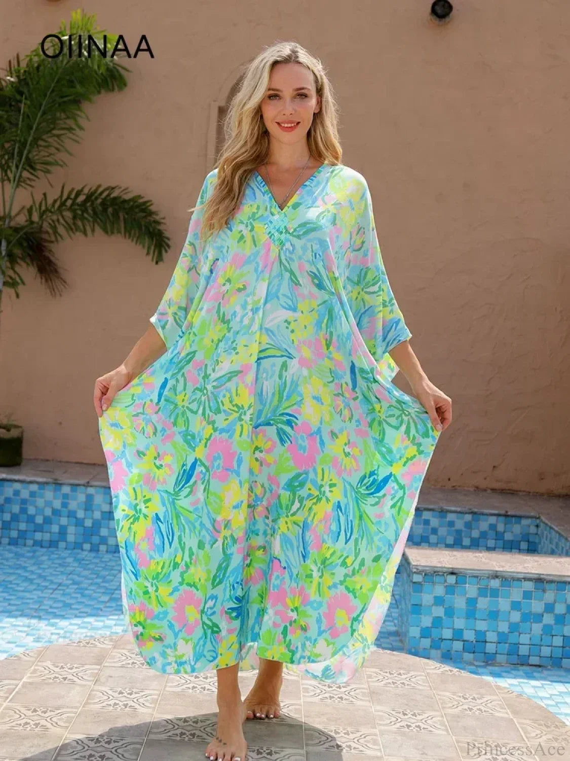 Floral Print Long Dress Cover Up