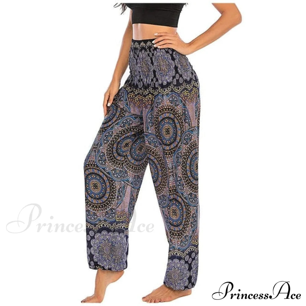 Floral Print Long Pants Purple / Xl