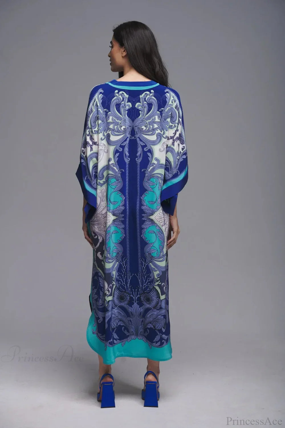 Floral Print Loose Kimono Boho Beach Cover up bohocoverup-250126