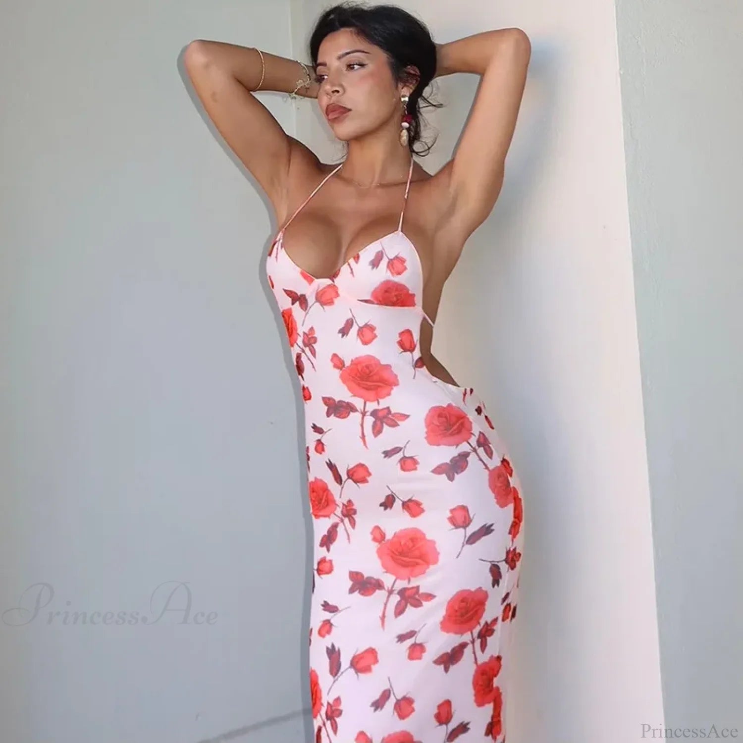 Floral Print Slim Maxi Vacation Dress vacationdress-250223