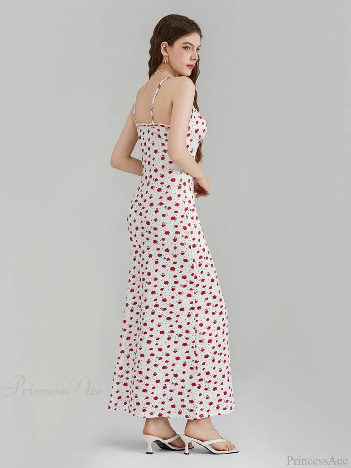 Floral Print Spaghetti Strap Ribbon Tie-Up Slip Vacation Floral Dress floraldress-250126