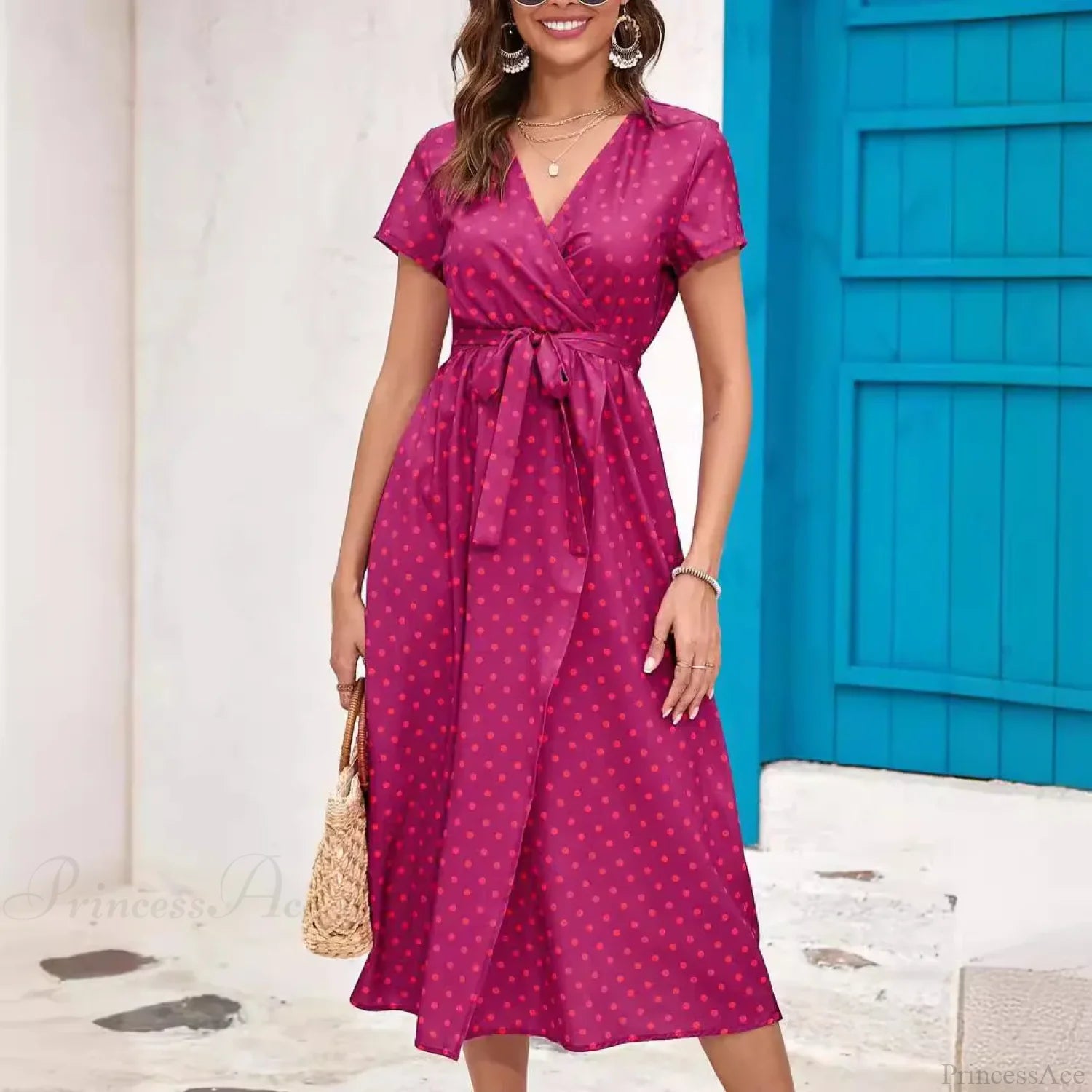 Floral Printed V-neck Summer Dress oldfloraldress-250126