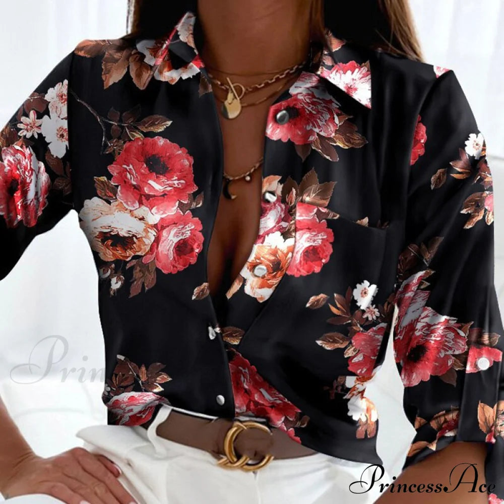 Floral Printing Single Button New Shirt Print / S