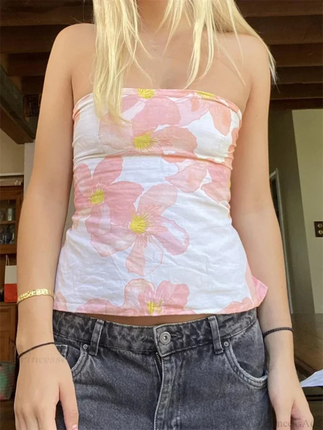 Floral Strapless Backless Party Club Crop Top croptop-250126