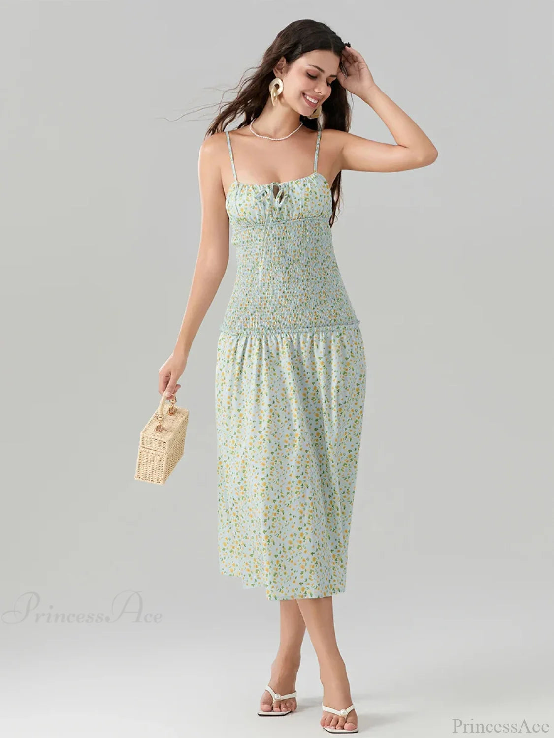 Floral Strawberry Camis Backless Tied Front Floral Dress floraldress-250126