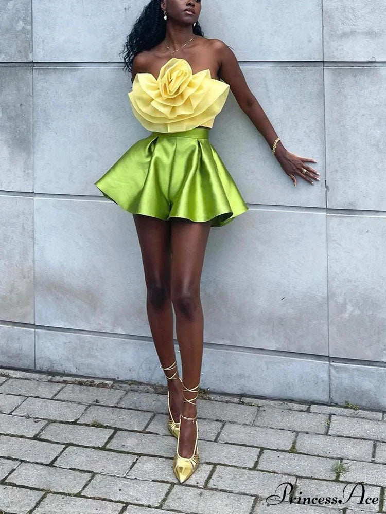 Floral Tie Strap Sheer Lace Mesh Sophisticated Scalloped Crop Tube Top - Lilac Shirts & Tops