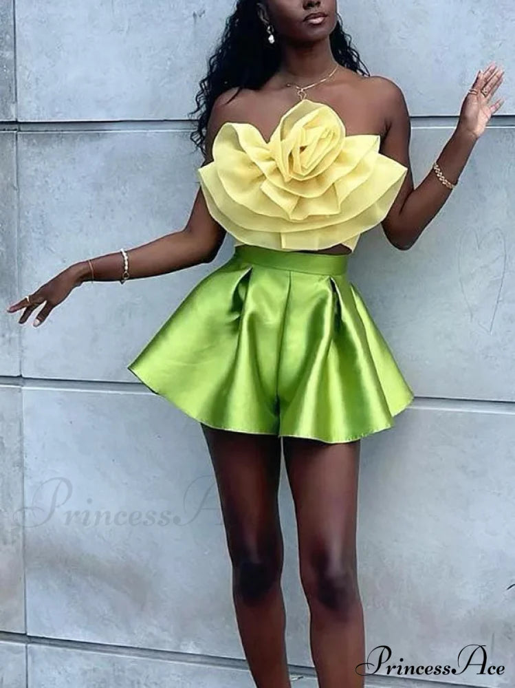 Floral Tie Strap Sheer Lace Mesh Sophisticated Scalloped Crop Tube Top - Lilac Shirts & Tops