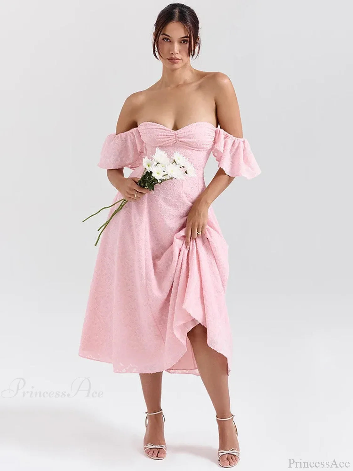 Floral Waist Wrap A-line Vacation Dress Pink / S vacationdress-250223