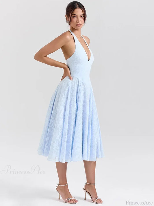 Floral Waist Wrap A-line Vacation Dress vacationdress-250223