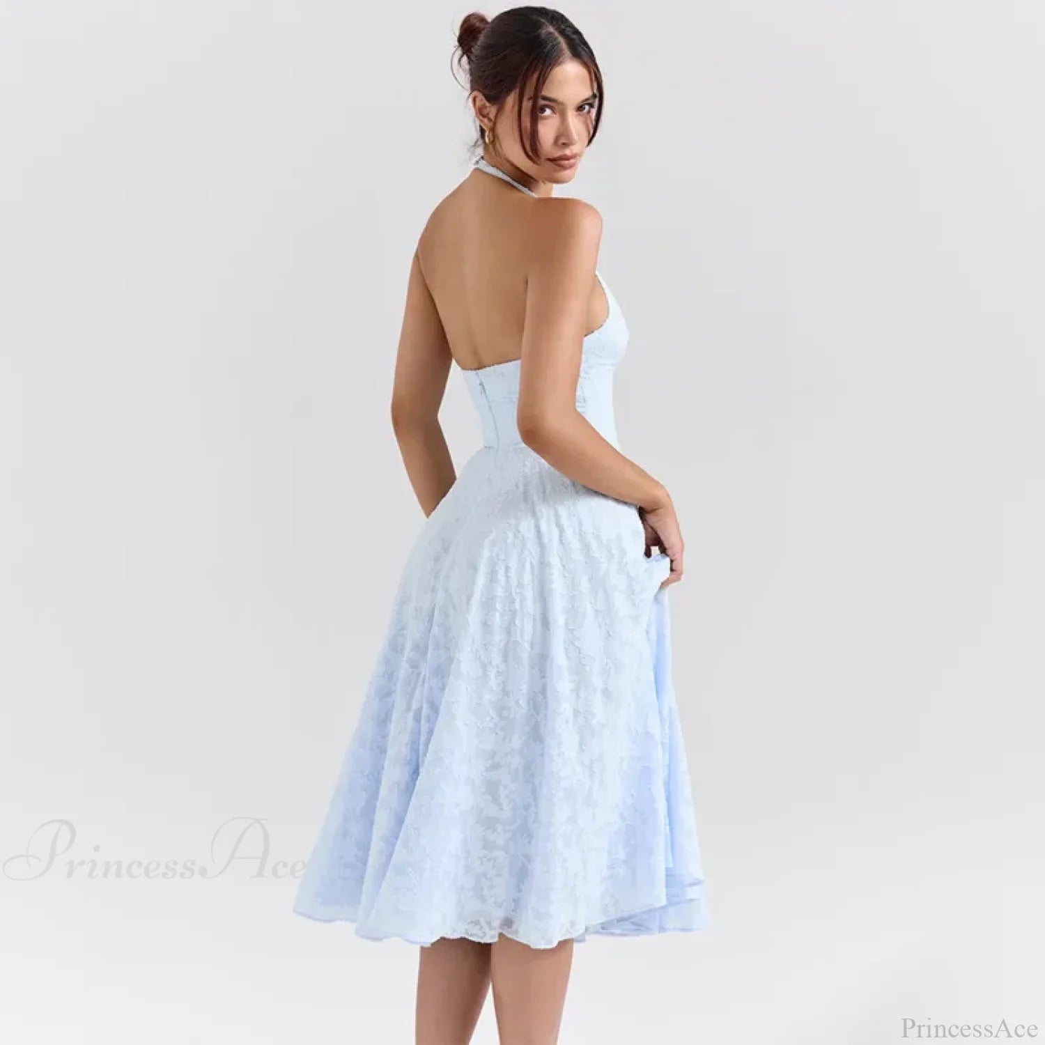 Floral Waist Wrap A-line Vacation Dress vacationdress-250223