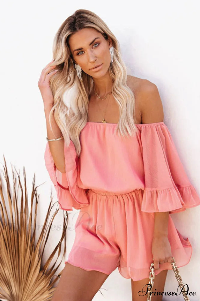 Flounced Sleeve Off Shoulder Romper | Dress In Beauty