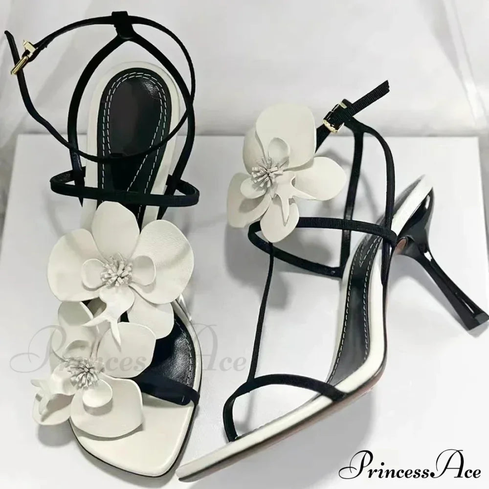 Flower Designer Slingback Summer Elegant Party Wedding Floral Stiletto High Heel