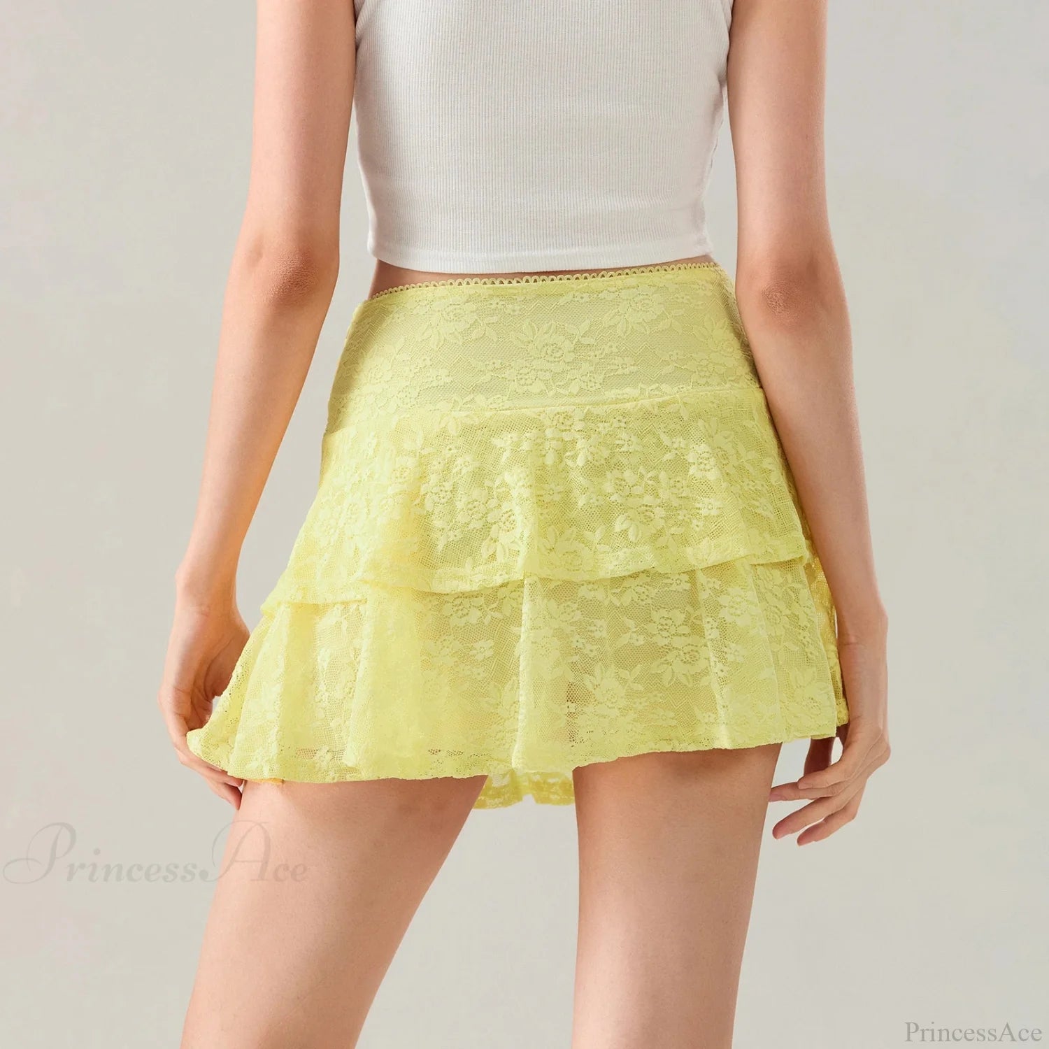 Flower Lace Layered Ruffle Skirt skirts-250223