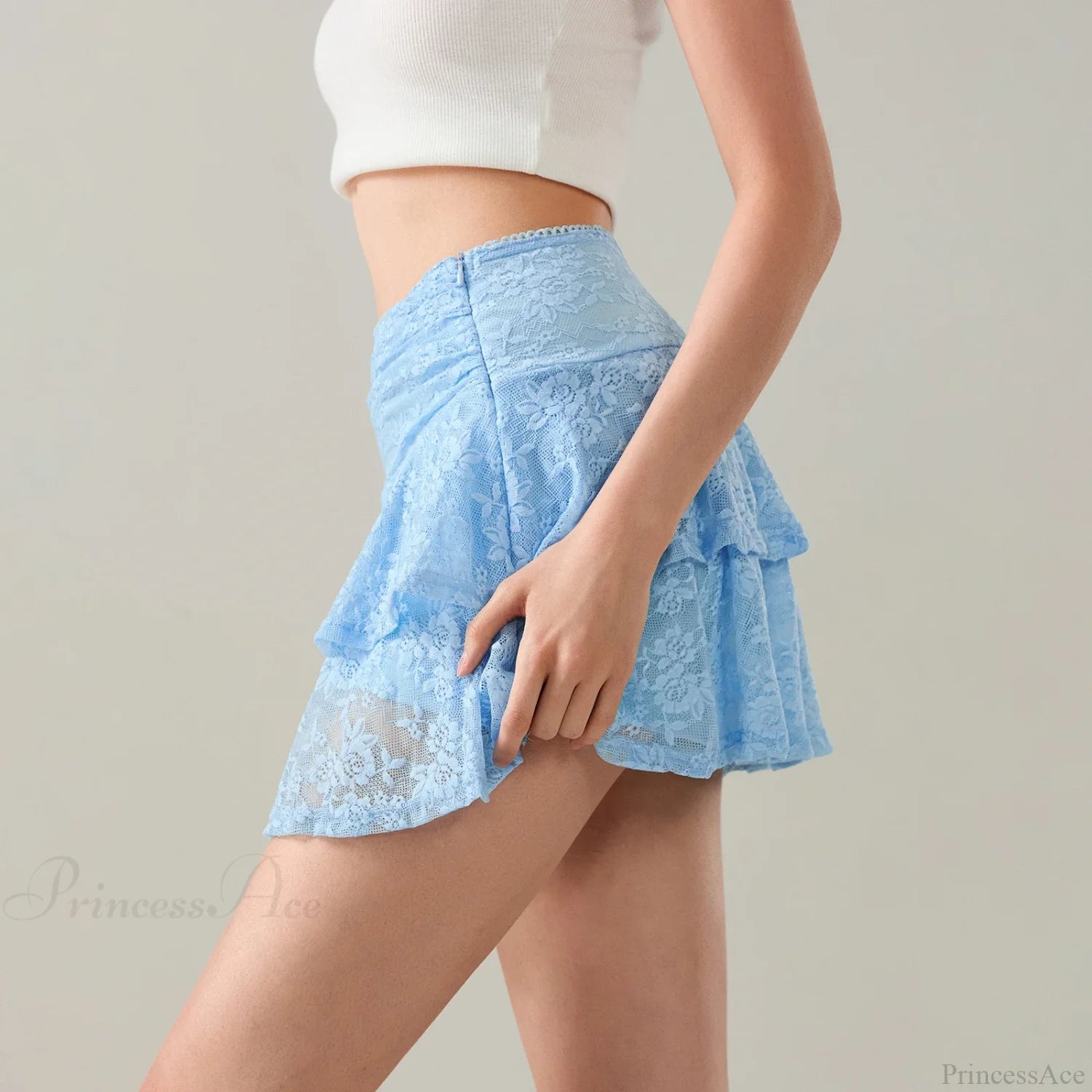 Flower Lace Layered Ruffle Skirt skirts-250223