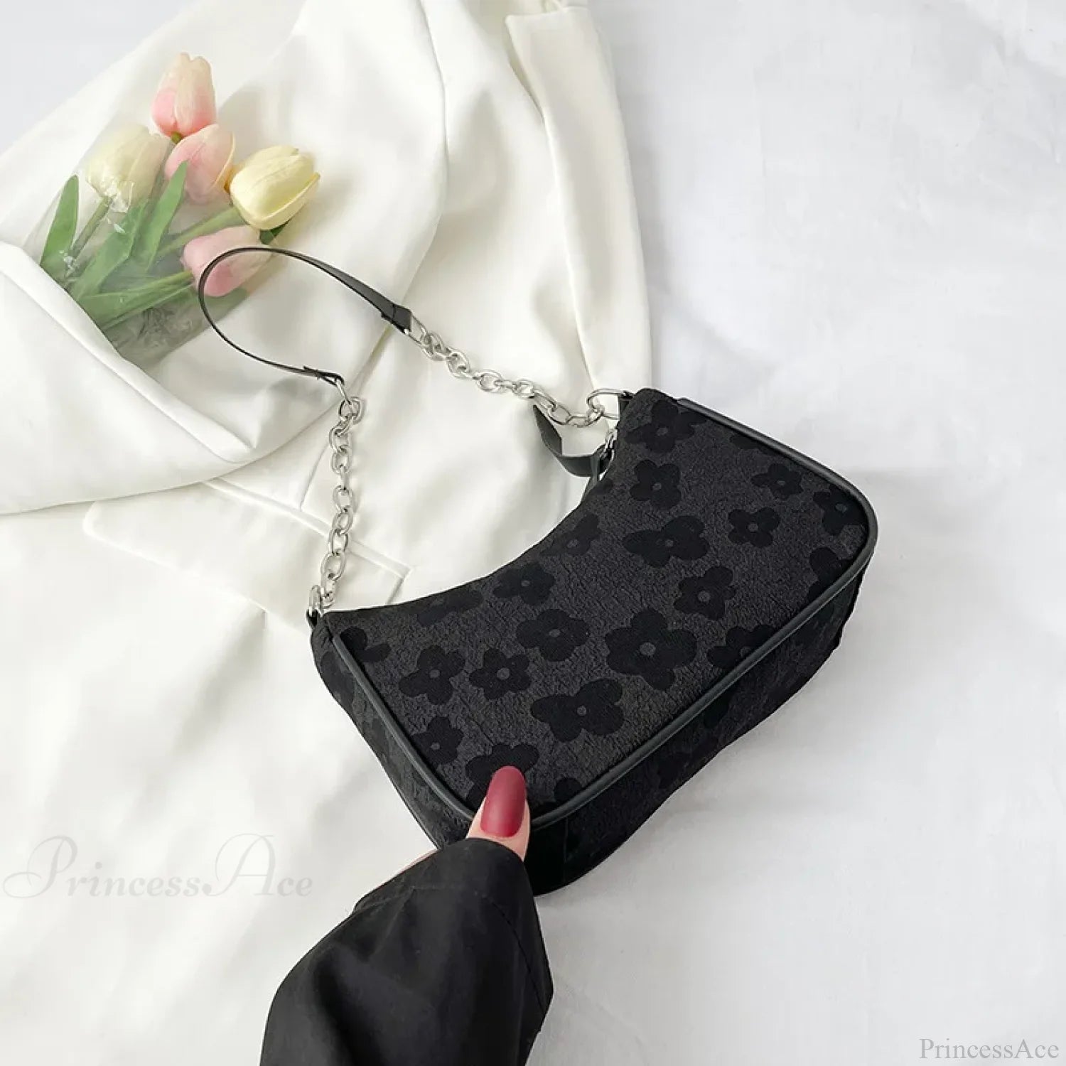 Flower Pattern Handle Underarm Shoulder Bag color3 shoulder-250126
