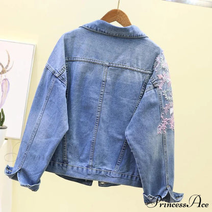 Flower Pearl Ripped Denim Jacket