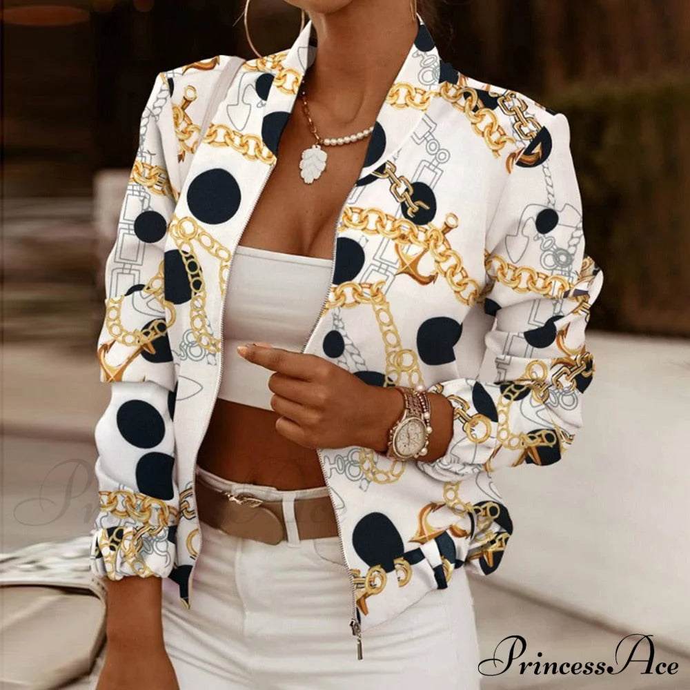 Flower Print Long Sleeve Bomber Jacket