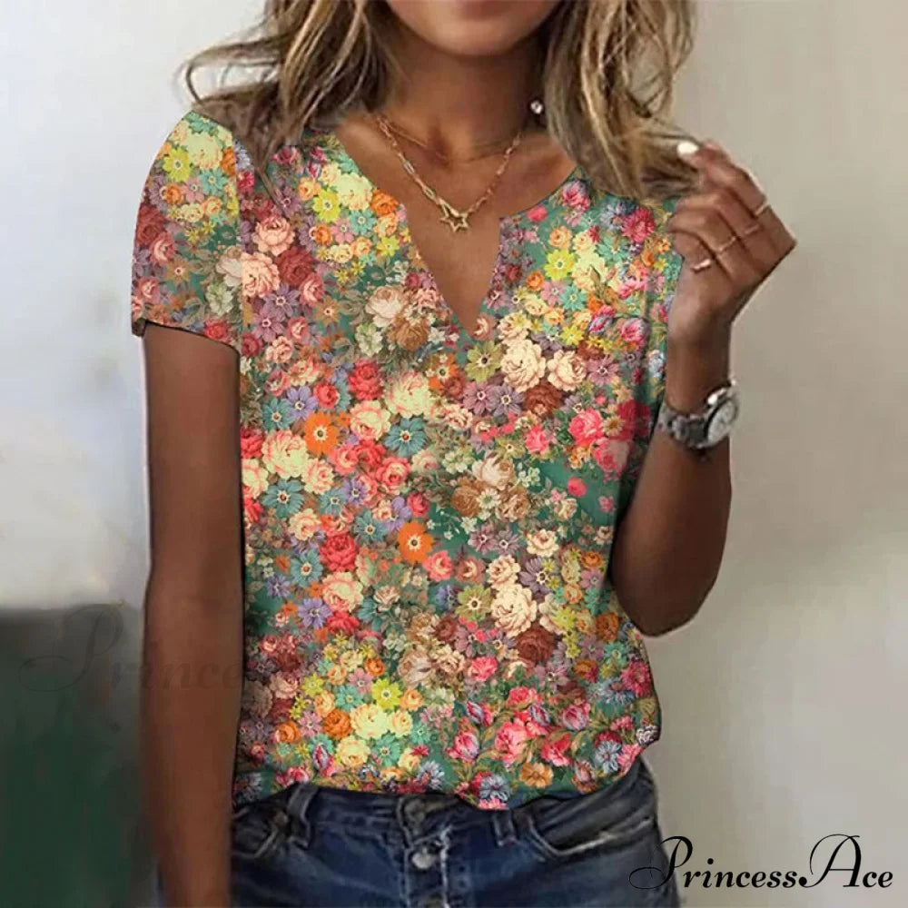 Flower Retro Tee Blouses