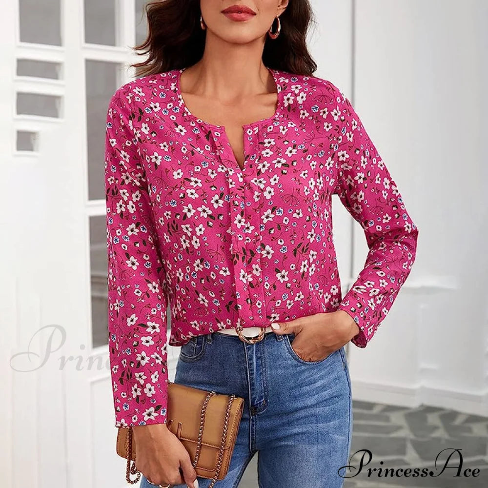 Elegant Floral Blouse Rose best Best Sellings clothes Plus Size Sale tops Topseller